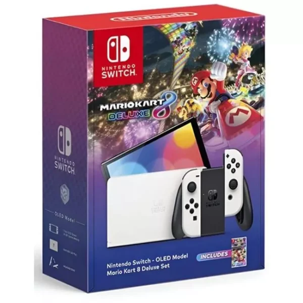 Nintendo Switch OLED Console Mario Kart 8 Deluxe Bundle - White